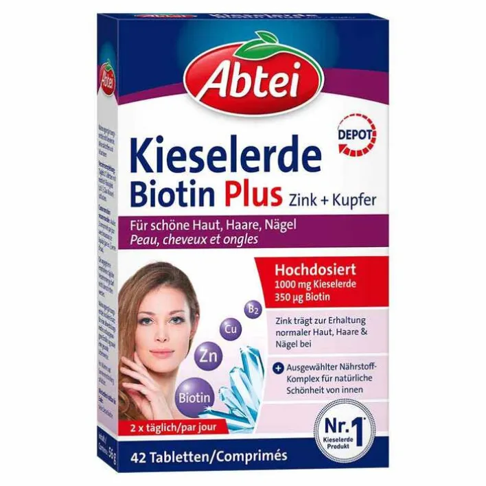 Abtei Kieselerde Biotin Plus Tabletten, 42 St> Vitamin B7 (Biotin)|Kieselerde