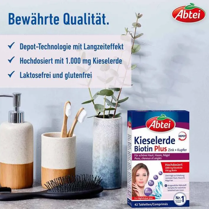 Abtei Kieselerde Biotin Plus Tabletten, 42 St> Vitamin B7 (Biotin)|Kieselerde