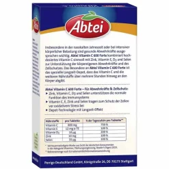 Abtei Vitamin C 600 Forte Tabletten Titandioxidfrei , 42 St