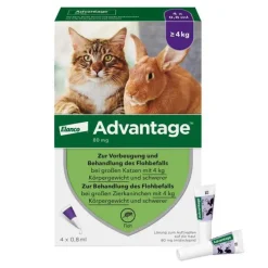 Advantage 80 für große Katzen und Zierkaninchen ab 4 kg, 4X0.8 ml> Nager|Flöhe, Zecken & Co.