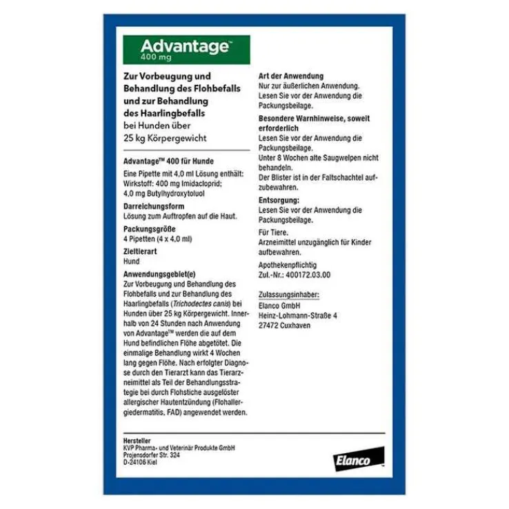 Advantage 400 für Hunde ab 25 kg, 1X4 St
