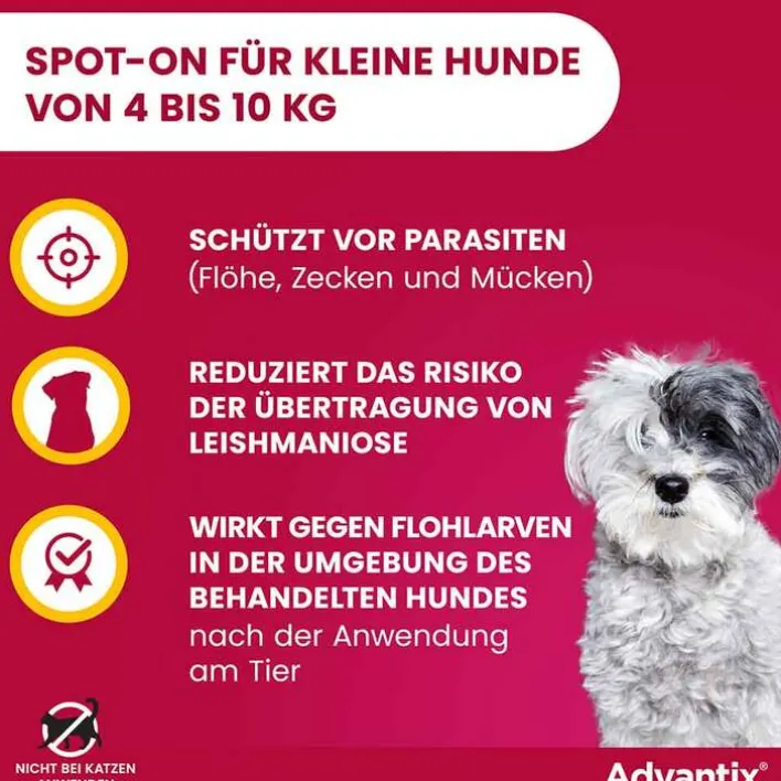 Advantix Spot-on Hund 4 - 10 kg Lösung, 4 St> Flöhe, Zecken & Co.