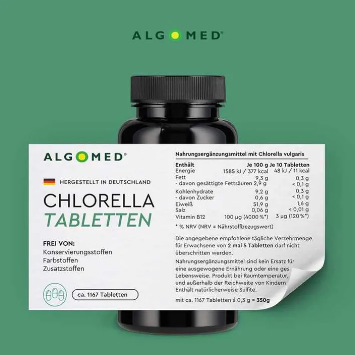Algomed Chlorella Deutschland 350 g Tabletten, 1167 St> Chlorella