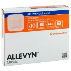 Allevyn Adhesive 10x10 cm haftende Wundauflage, 10 St> Wundverband