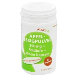 Apfelessigpulver 350 mg + Folsäure + Biotin Kapseln, 60 St> Apfelessig