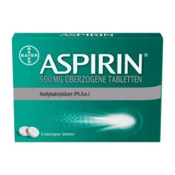 Aspirin 500 mg überzogene Tabletten, 8 St> Zahnschmerztabletten|Kopfschmerztabletten