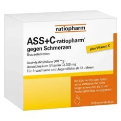 Ratiopharm ASS + C gegen Schmerzen Brausetabletten, 20 St> Ass-Acetylsalicylsäure|Mittel Gegen Fieber