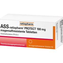 Ratiopharm ASS- Protect 100 mg magensaftresistent Tabletten, 50 St> Blutverdünner Medikamente|Acetylsalicylsäure (Ass)