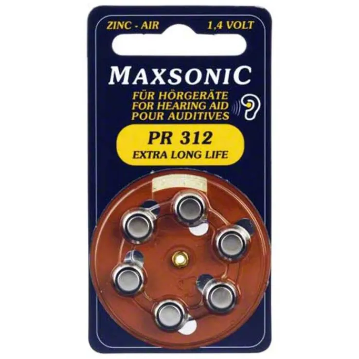 Batterien für Hörgeräte Maxsonic PR312, 6 St