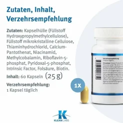 Klean Labs B-Complex mit Methylfolat und Intrinsic Factor Kap, 60 St><noscript><img width=