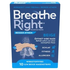 Besser Atmen Breathe Right® Nasenpflaster normal beige, 10 St> Nasenpflaster