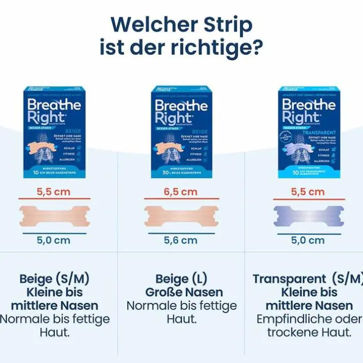Besser Atmen Breathe Right® Nasenpflaster normal beige, 10 St> Nasenpflaster