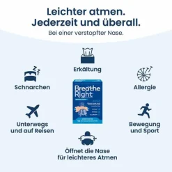 Besser Atmen Breathe Right Nasenpflaster normal transparent , 30 St