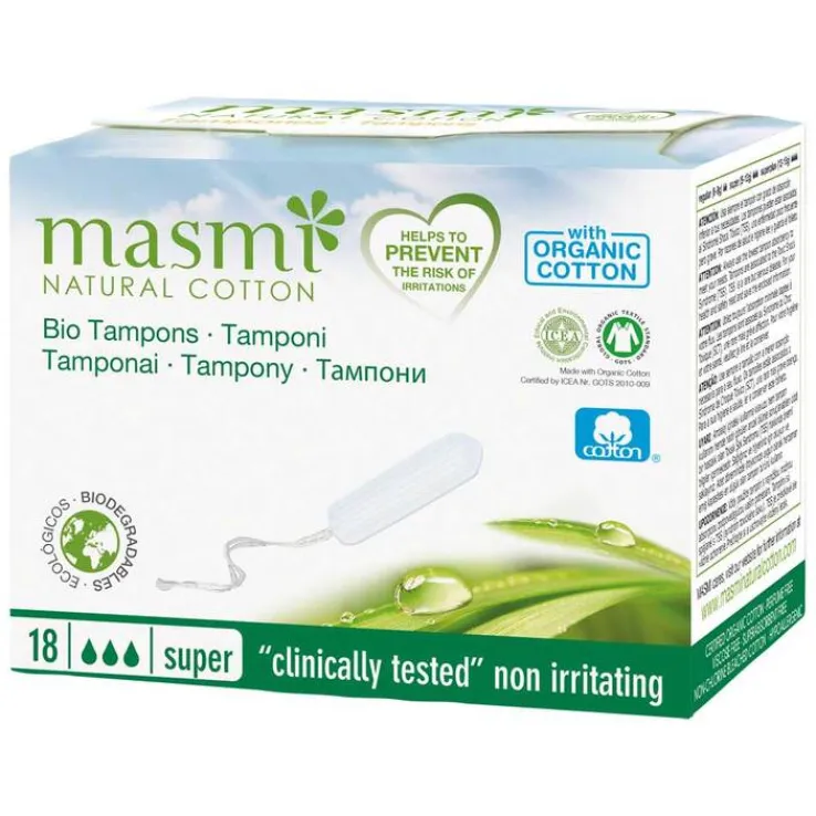 Bio Tampons Super 100% Bio Baumwolle Masmi, 18 St
