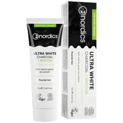 Nordics Bio Zahnpasta ultra white Aktivkohle Matcha Nordi., 75 ml> Mund- Und Zahnpflege