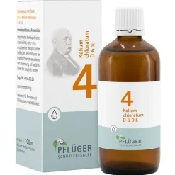 Pflüger Biochemie 4 Kalium chloratum D 6 Tropfen, 100 ml> Salze Als Tropfen|Salze 1-12