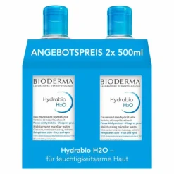 Bioderma Hydrabio H2O Mizellen-Reinigungslösung für feuchtigkeitsarme Haut, 2X500 ml> Trockene Haut|Reinigung