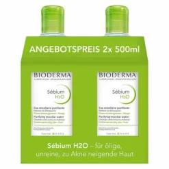 Bioderma Sebium H2O Reinigungslösung für fettige, unreine Haut, 2X500 ml> Unreine Haut|Reinigung