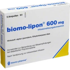 Biomo-lipon Biomo Lipon 600 mg Ampullen, 5 St> Medikamente|Alpha Liponsäure