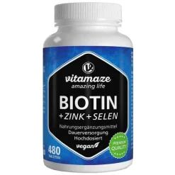 Vitamaze Biotin 10 mg hochdosiert + Zink + Selen Tabletten, 480 St> Vitamin B7 (Biotin)|Mikronährstoffe
