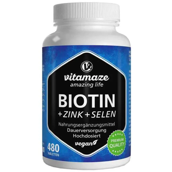 Vitamaze Biotin 10 mg hochdosiert + Zink + Selen Tabletten, 480 St> Vitamin B7 (Biotin)|Mikronährstoffe
