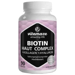 Biotin Haut Komplex hochdosiert + Kollagen Kapseln, 90 St
