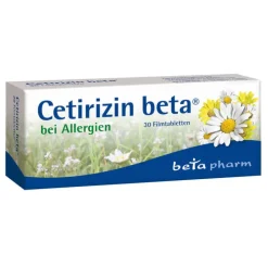 Beta Cetirizin ® Filmtabletten bei Allergien, 30 St> Allergie Tabletten|Allergie Medikamente