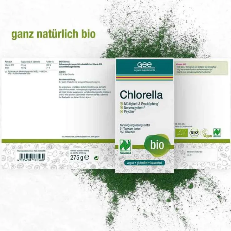 Chlorella 500 mg Bio Naturland Tabletten, 550 St