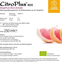 Citroplus 800 Bio Grapefruit Kern Extrakt Liquidum, 250 ml