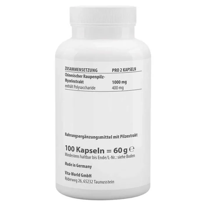 Vitaworld Cordyceps Extrakt 500 mg CS4 40% Polysacchar.Kapseln, 100 St> Cordyceps