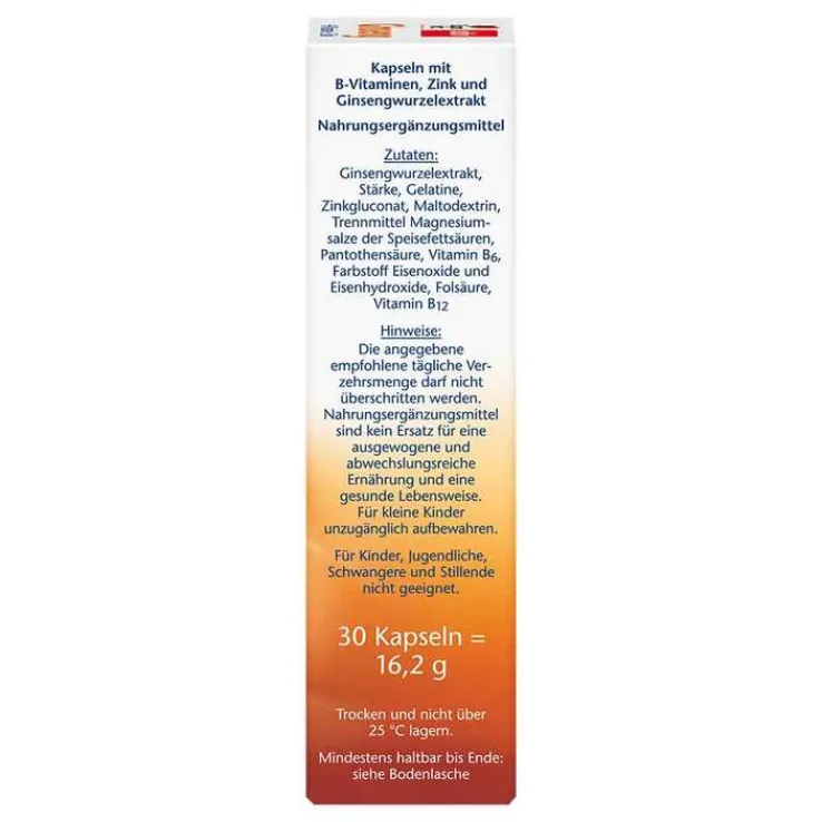 Doppelherz Ginseng 250 + B-Vitamine + Zink Kapseln, 30 St