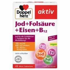 Doppelherz Jod + Folsäure + Eisen + B12 Tabletten, 45 St> Erschöpfung