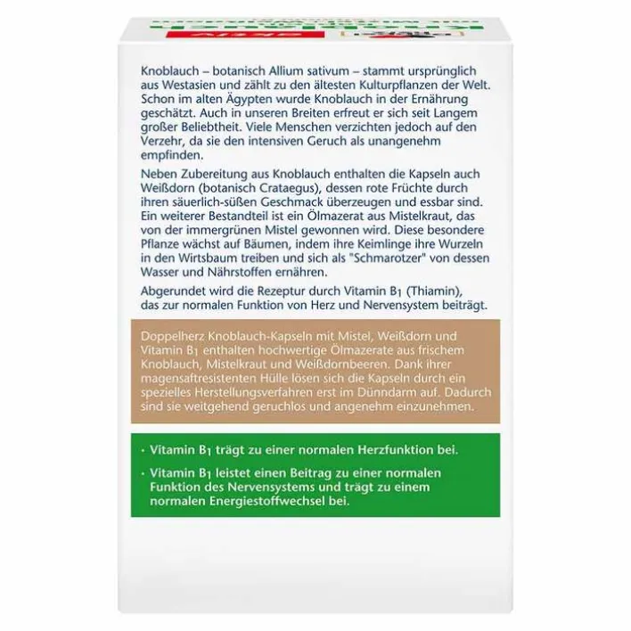 Doppelherz Knoblauch Kapseln mit Mistel + Weißdorn + Vitamin B1, 270 St> Knoblauch