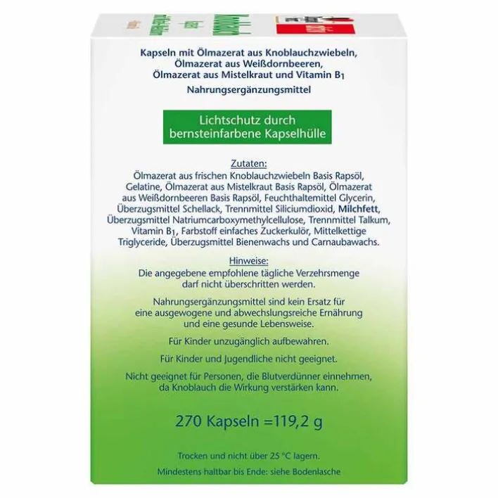 Doppelherz Knoblauch Kapseln mit Mistel + Weißdorn + Vitamin B1, 270 St> Knoblauch