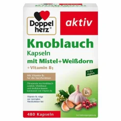 Doppelherz Knoblauch Kapseln mit Mistel + Weißdorn + Vitamin B1, 480 St