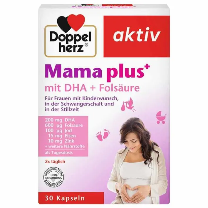 Doppelherz Mama plus mit DHA + Folsäure Kapseln, 30 St>Kinder Vitamin B9 (Folsäure)|Kinderwunsch Tabletten