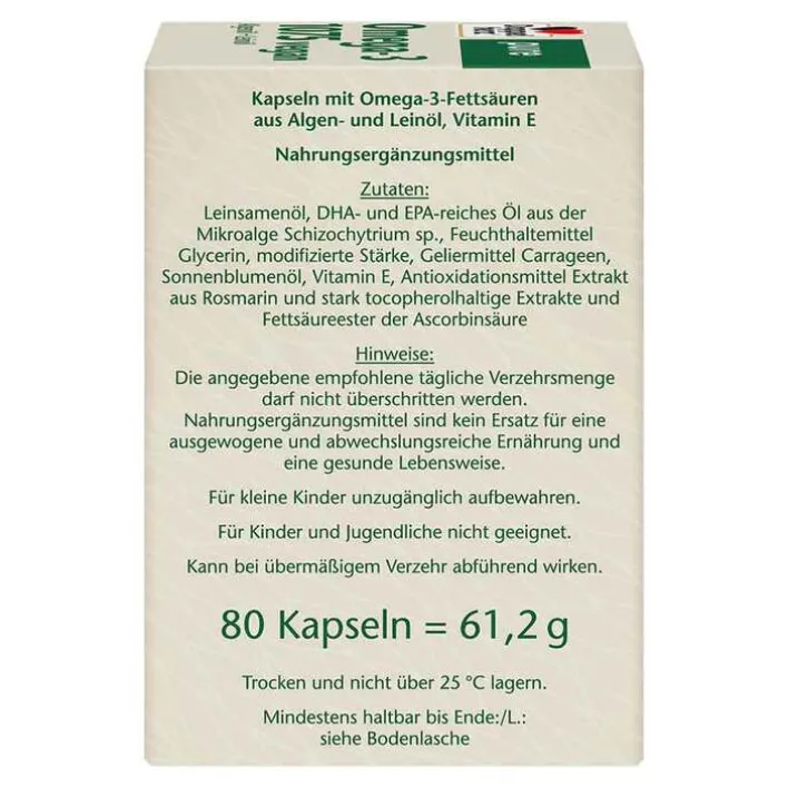 Doppelherz Omega-3 1075 vegan pure Kapseln, 80 St> Omega 3 Kapseln|Augenvitamine