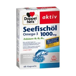 Doppelherz Seefischöl Omega-3 1000 mg+Folsäure Kapseln, 60 St
