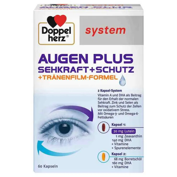 Doppelherz System Augen Plus Sehkraft +Schutz Kapseln, 60 St