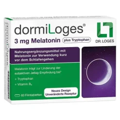 Dormiloges 3 mg Melatonin plus Tryptophan Filmtabletten, 60 St