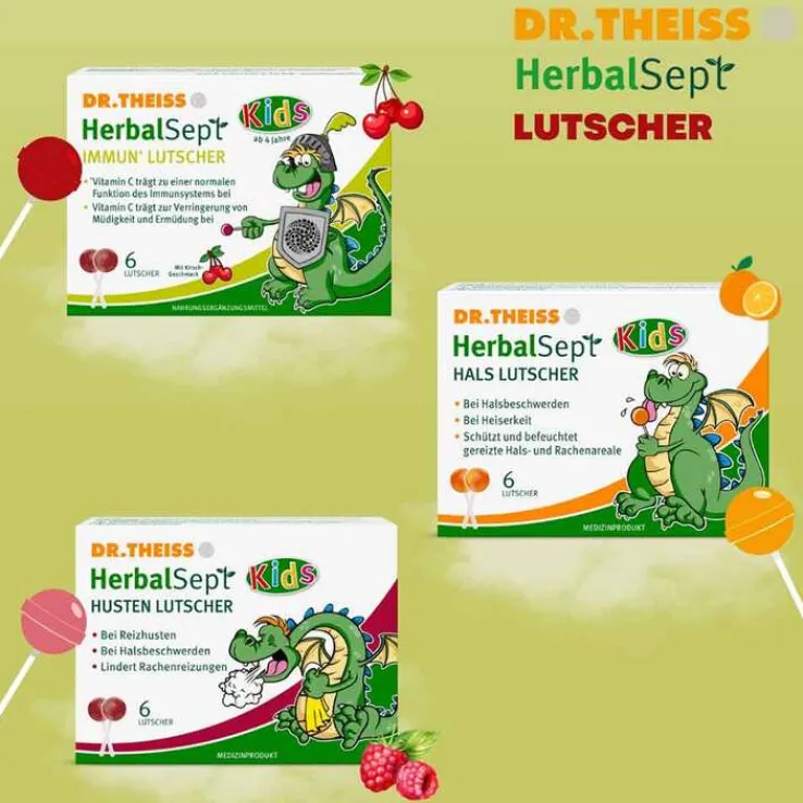 Dr. Theiss Herbalsept Immun Lutscher Kids D NEM, 6 St