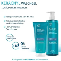 Ducray Keracnyl Waschgel, 400 ml> Trockene & Sensible Haut|Unreine Haut