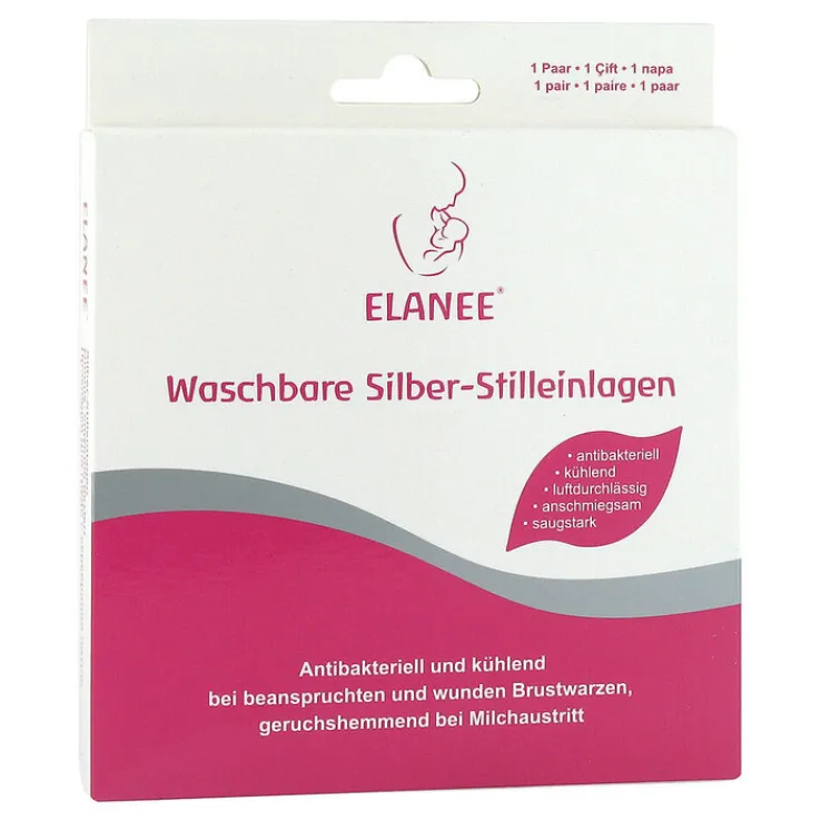 Elanee Stilleinlagen Silber waschbar, 2 St
