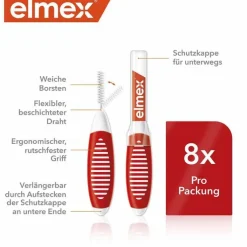 Elmex Interdentalbürsten Iso Größe 2 0,5 mm rot, 8 St