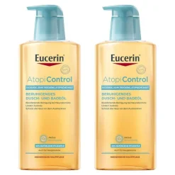 Eucerin AtopiControl Dusch- und Badeöl, 2x400 ml> Trockene & Sensible Haut|Neurodermitis Basispflege