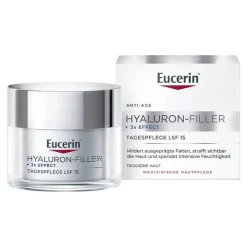Eucerin Hyaluron-Filler Tagescreme für trockene Haut mit LSF 15, 50 ml
