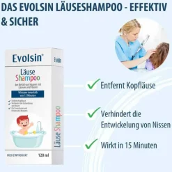 Evolsin Läuseshampoo mit Läusekamm, 120 ml> Läuseshampoo