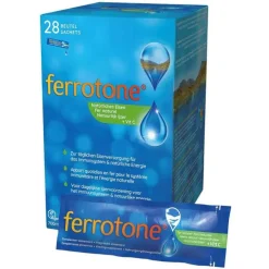 Ferrotone natürliches Eisen plus Vitamin C Apfel Beutel , 28X25 ml> Vitamin C (Ascorbinsäure)