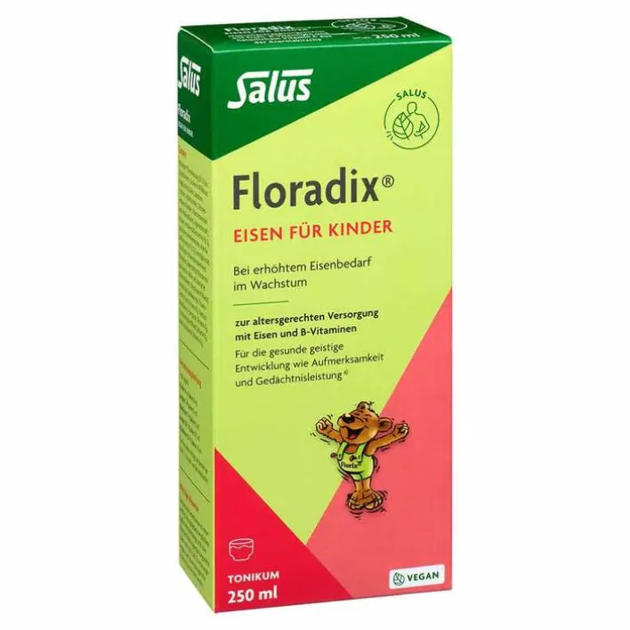 Floradix Eisen für Kinder Tonikum, 250 ml>Kinder Eisen Saft|Konzentration Und Lernen