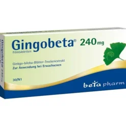 Gingobeta 240 mg Filmtabletten, 30 St> Ginkgo|Durchblutungs Tabletten